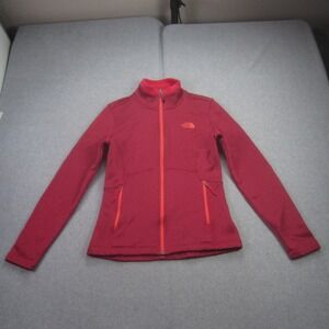 The North Face Jacket Womens Small Agave Red Pink Full Zip Fleece Mock Neck Slim